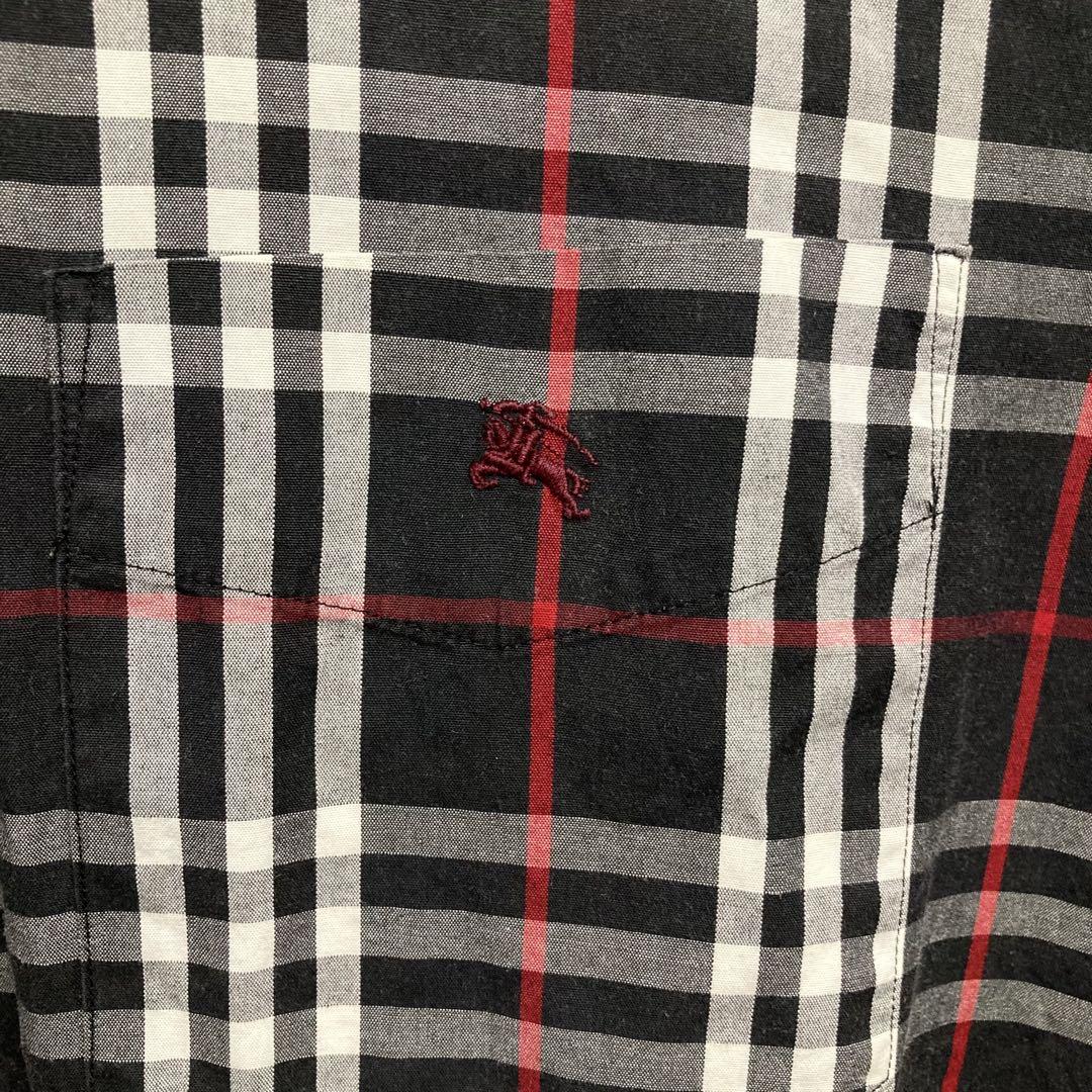 BURBERRY BLACK LABEL ノバチェック 刺繍ホースロゴ半袖シャツ