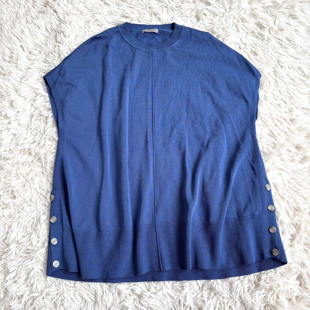 theory luxe 24SS サマーニット フレンチスリーブ 38 ブルー
