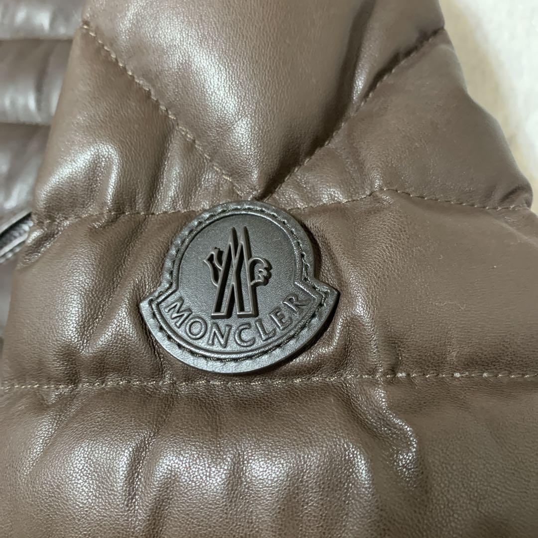 【極希少】MONCLER モンクレール オールレザー ライダースダウンジャケット 画像2