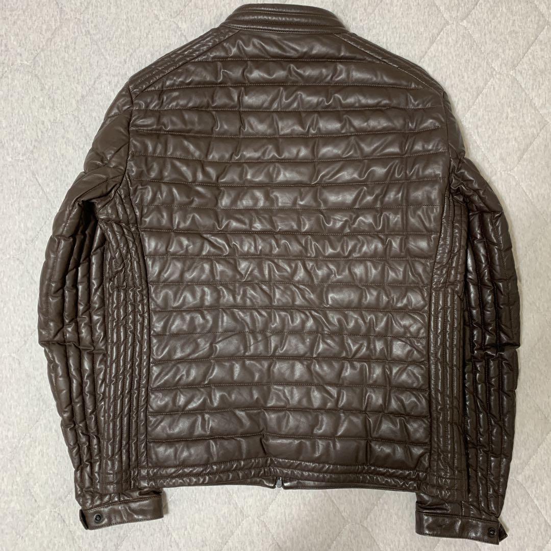 【極希少】MONCLER モンクレール オールレザー ライダースダウンジャケット 画像4