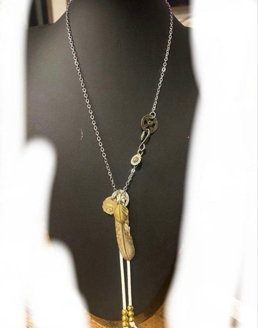 全金フェザーネックレス