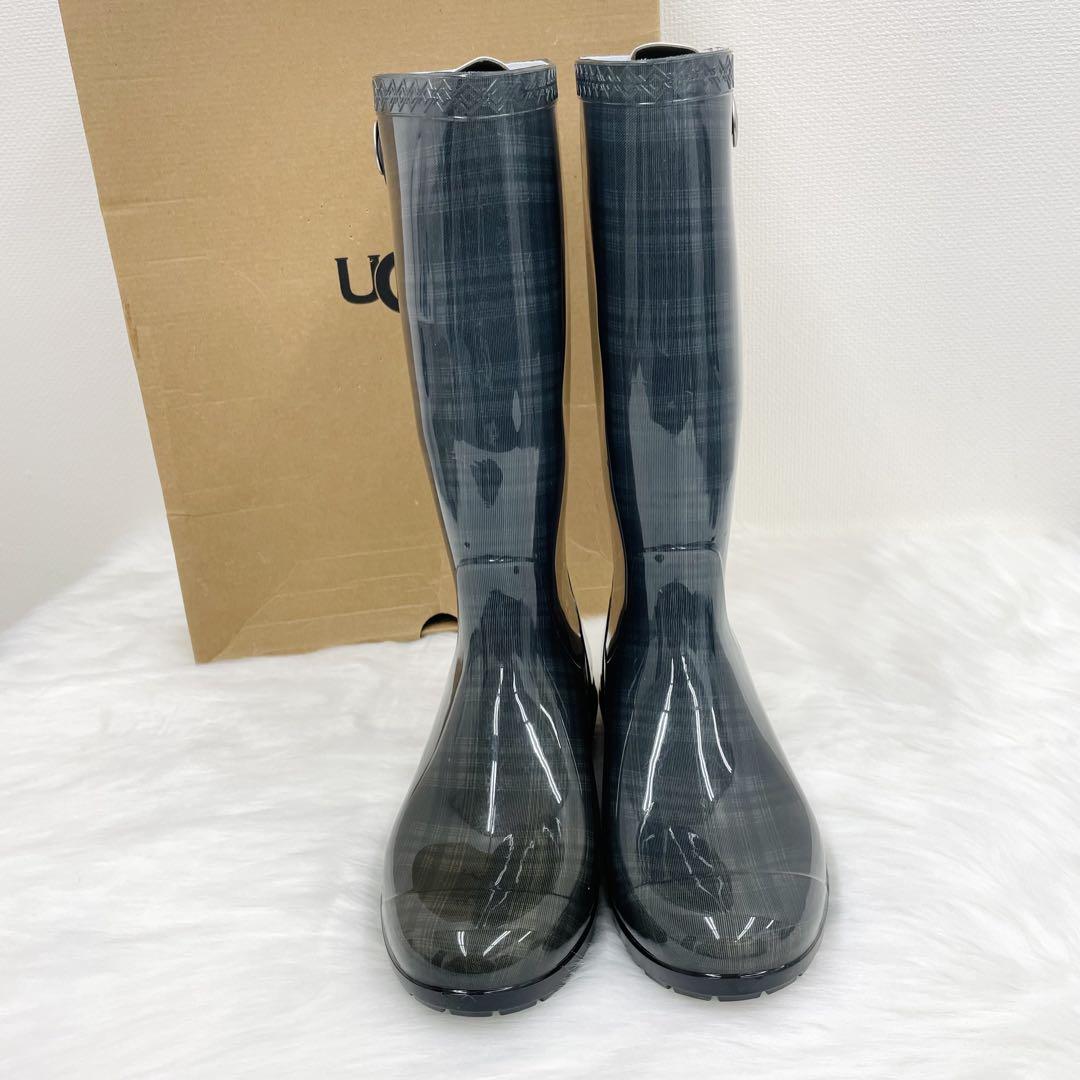 新品 未使用 UGG 長靴 レインブーツ チェック グリーン 箱付き