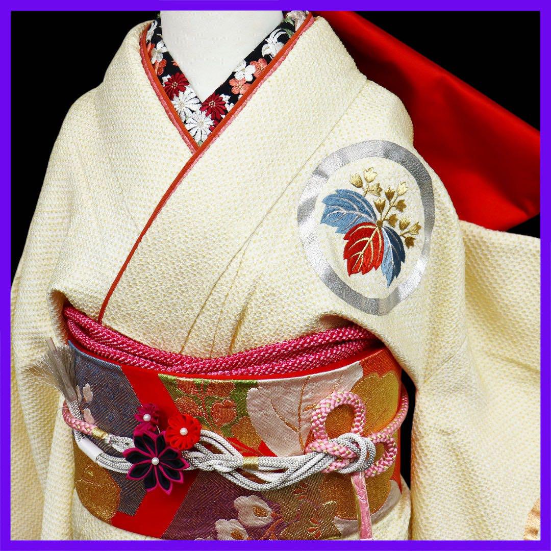 SS12★振袖 ★ 総絞り振袖　豪華手刺繍の丸紋様　ジャスミンイエロー
