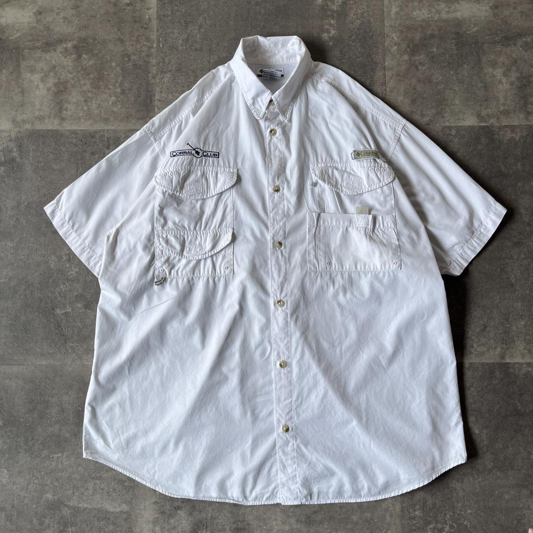 00s Columbia フィッシングシャツ 多ポケット XXL 白 A254