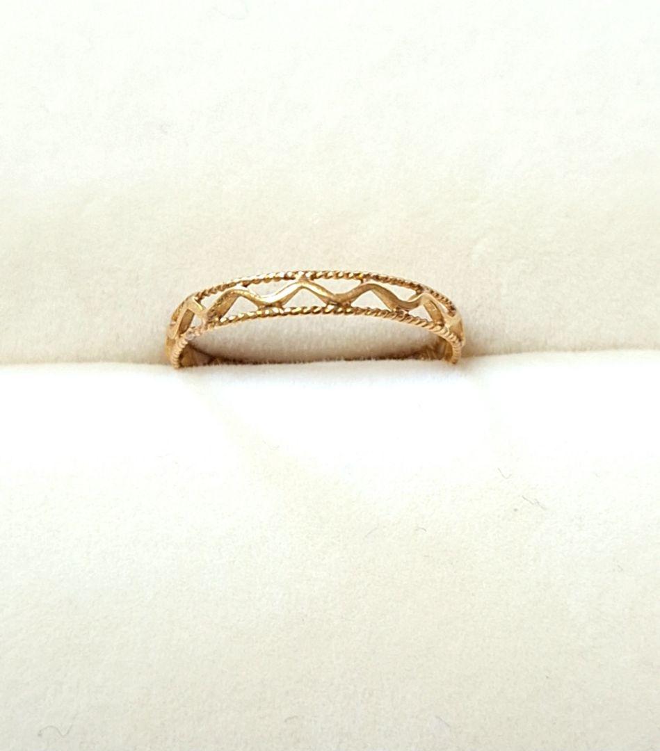 K18 PG ピンクゴールド 透かしデザイン アンティーク リング 9号 指輪