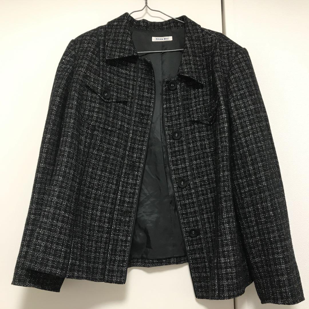 フィットミーモア EL 3L Fitme Moi 大きいサイズ JQFqc-m83330975647 黒 ジャケット セール得価