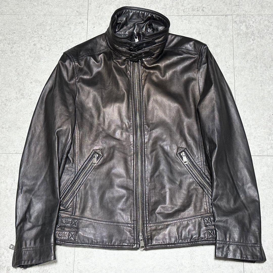 美品 BURBERRY BLACK LABEL 羊革 シングルライダース