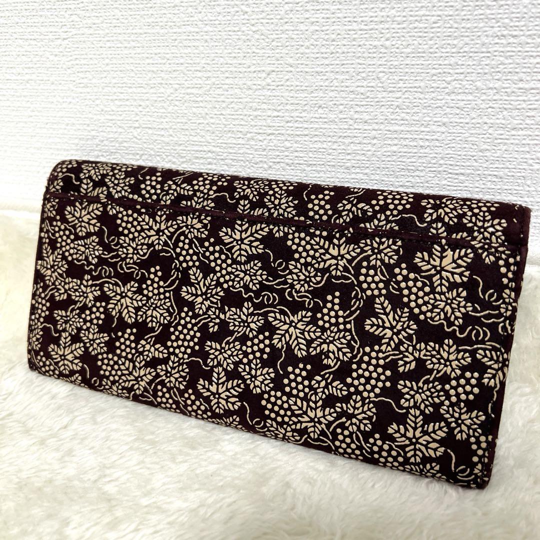 【極美品】印傳屋　かぶせ長財布　ぶどう　　被せレザー長財布
