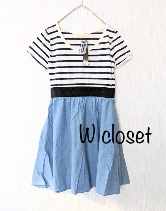 w closet 新品 半袖ワンピース ボーダー バイカラー Tシャツワンピース - メルカリ w closet 新品 半袖ワンピース ボーダー バイカラー Tシャツワンピース - メルカリ