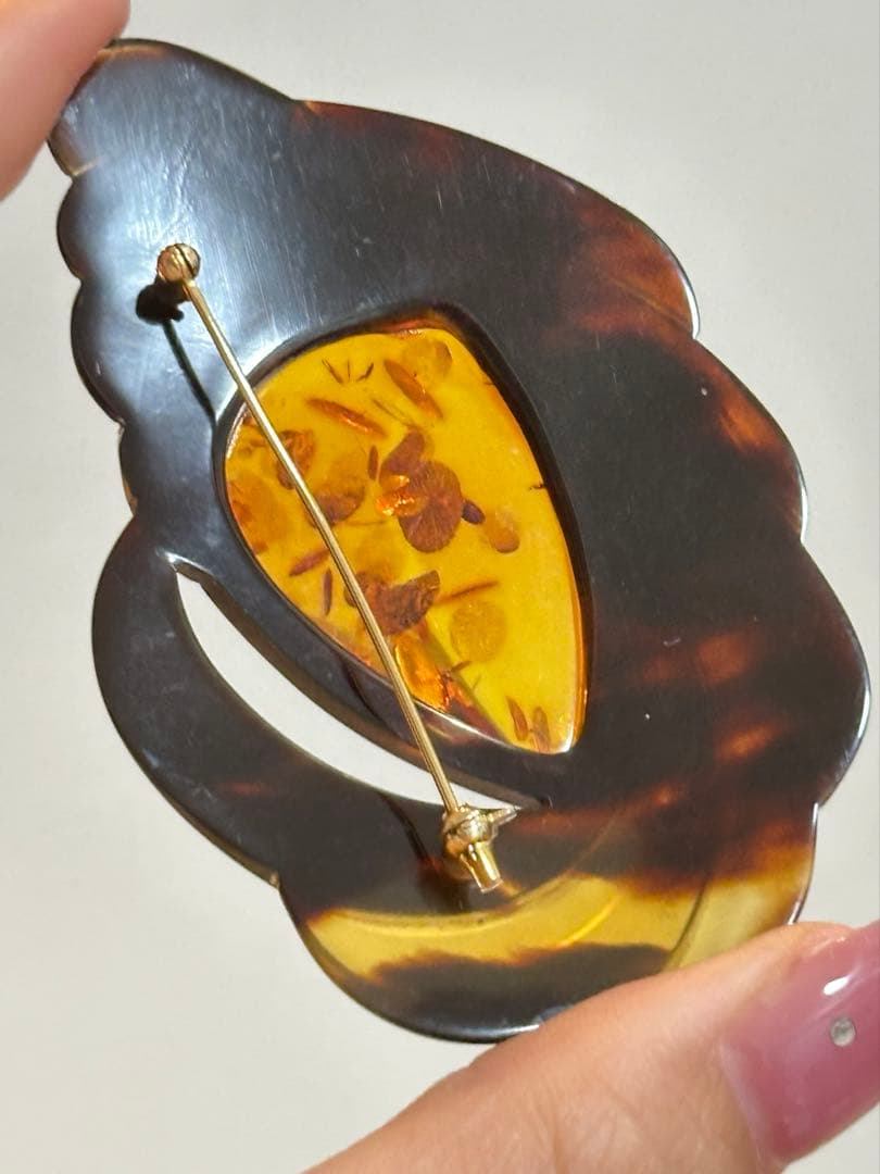 【アンティーク】鼈甲×琥珀 ペンダント 【アンティーク】鼈甲×琥珀 ペンダント