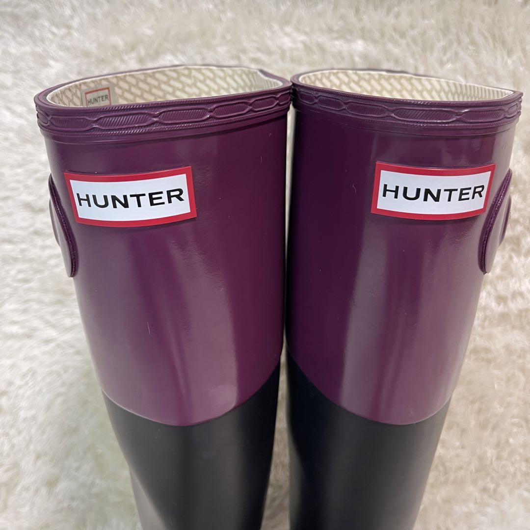 【未使用級】HUNTER  ハンター レインブーツ バイカラー ロング 長靴