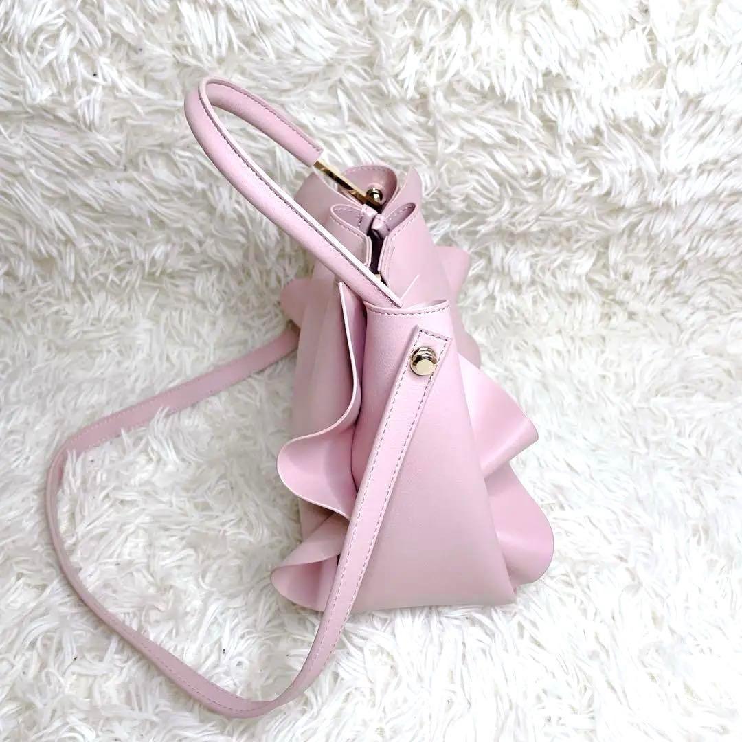 美品】セルフォード CELFORD ワンハンドルフリルバッグ ピンク