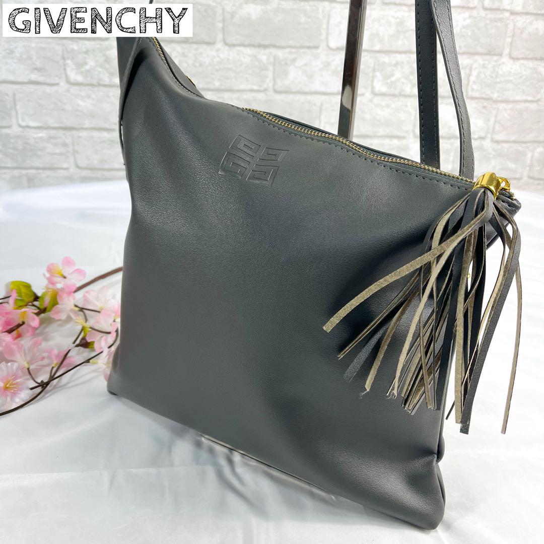 美品 GIVENCHY 4Gロゴ 型押し レザー ナイロン グレー 超特価SALE開催