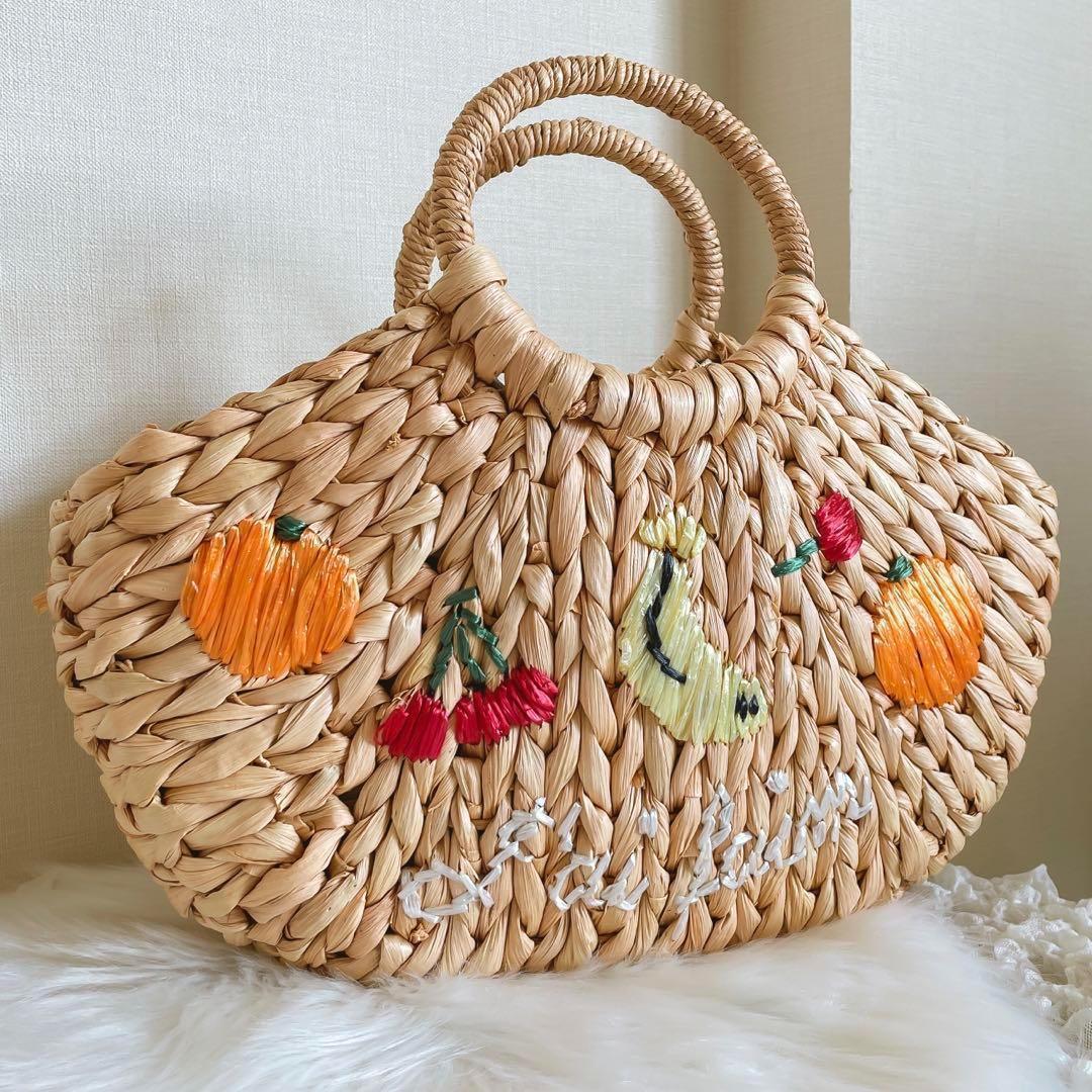 公式サイト キャセリーニ フルーツ刺繍 カゴバッグ 果物 ハンドバッグ