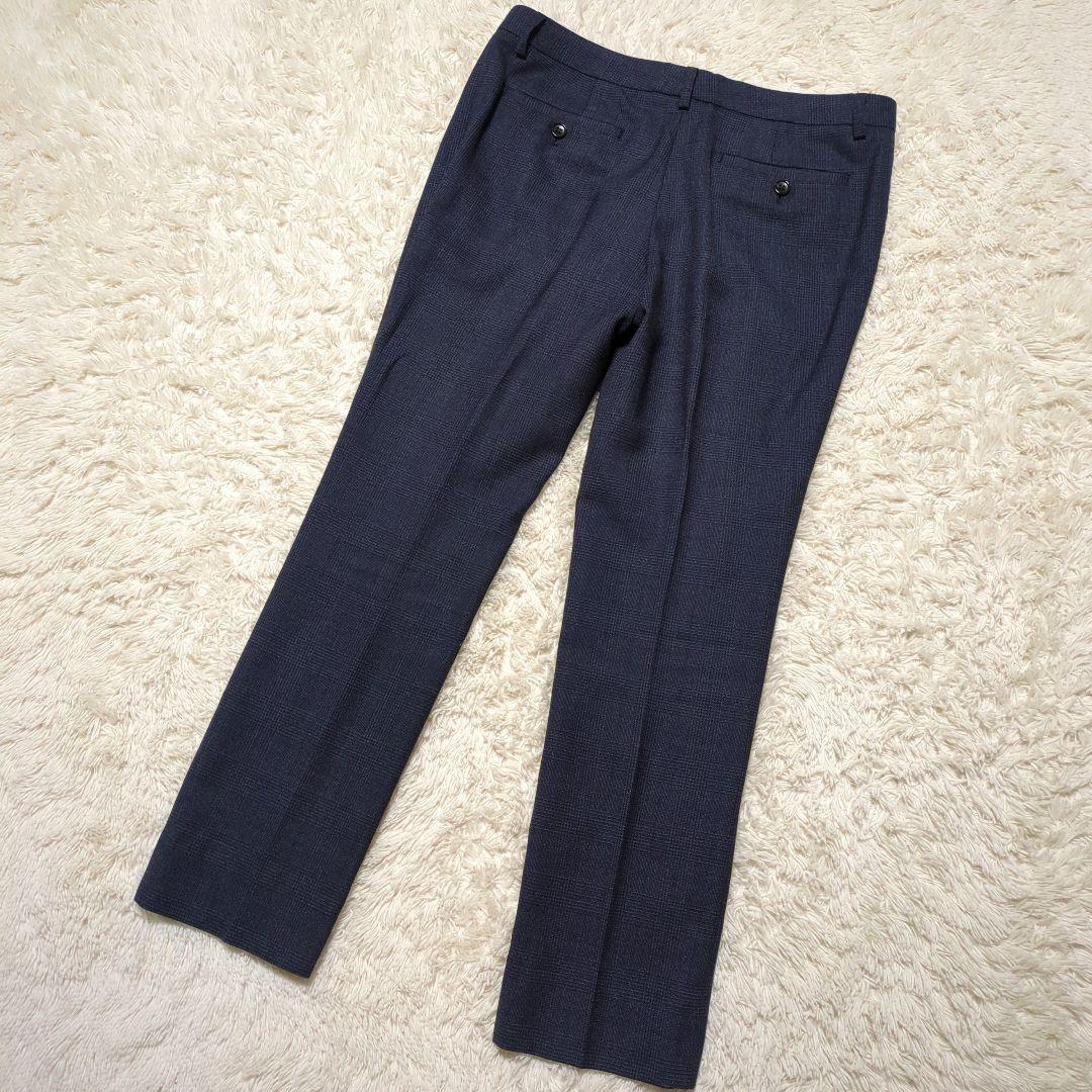 極美品！ONLY　パンツスーツセットアップ　11号　紺　チェック　美シルエット