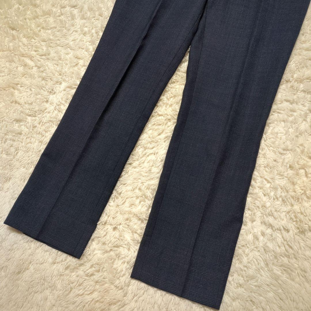 極美品！ONLY　パンツスーツセットアップ　11号　紺　チェック　美シルエット