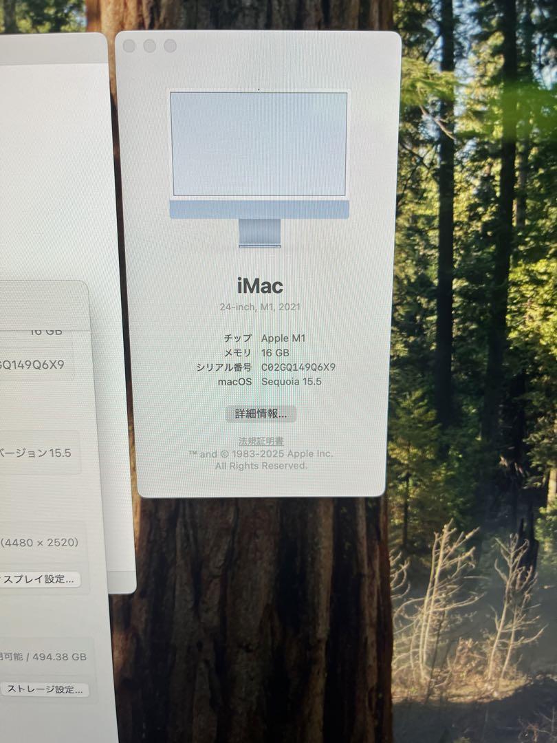 iMac 24インチ M1 2021 ブルー 16GB 512GB 割れ有 - メルカリ