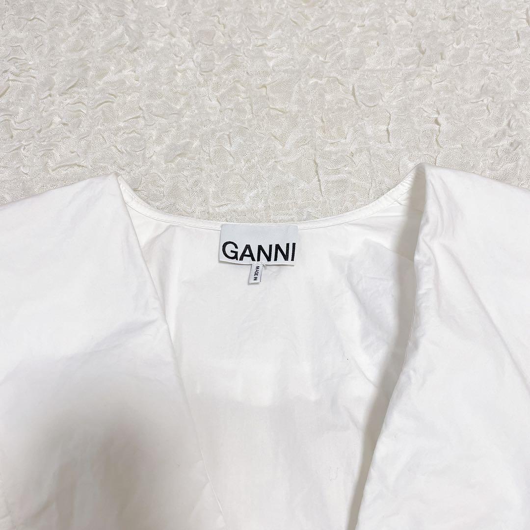 GANNI ガニー コットンポプリンシャツ ビックカラーブラウス