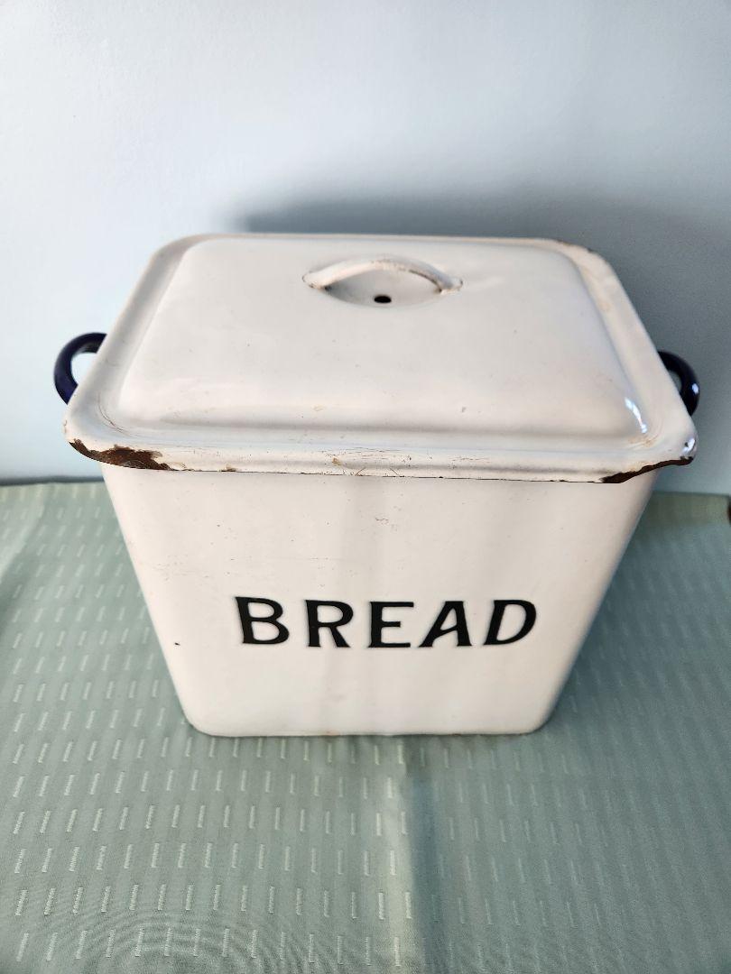 イギリスアンティーク　ホーローブレッド缶　Bread缶
