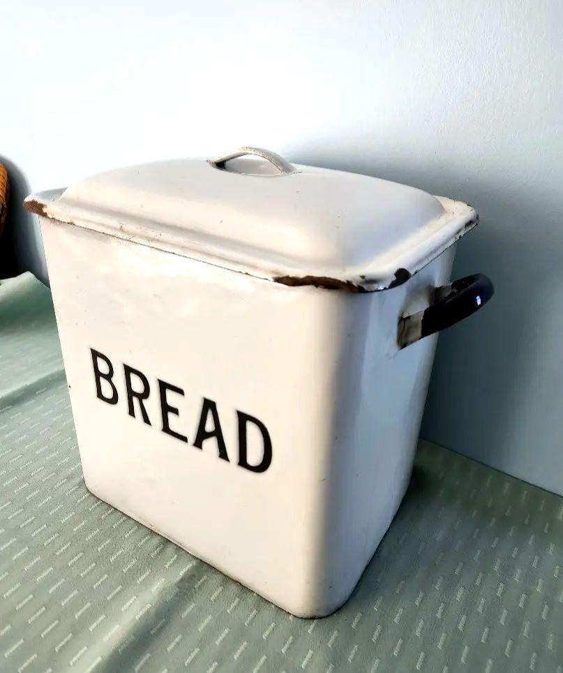 イギリスアンティーク　ホーローブレッド缶　Bread缶