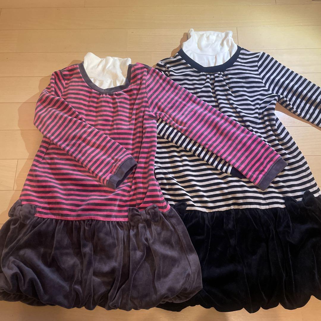 BeBe  ワンピース　子供服　リボン 姉妹　お揃い　130 120