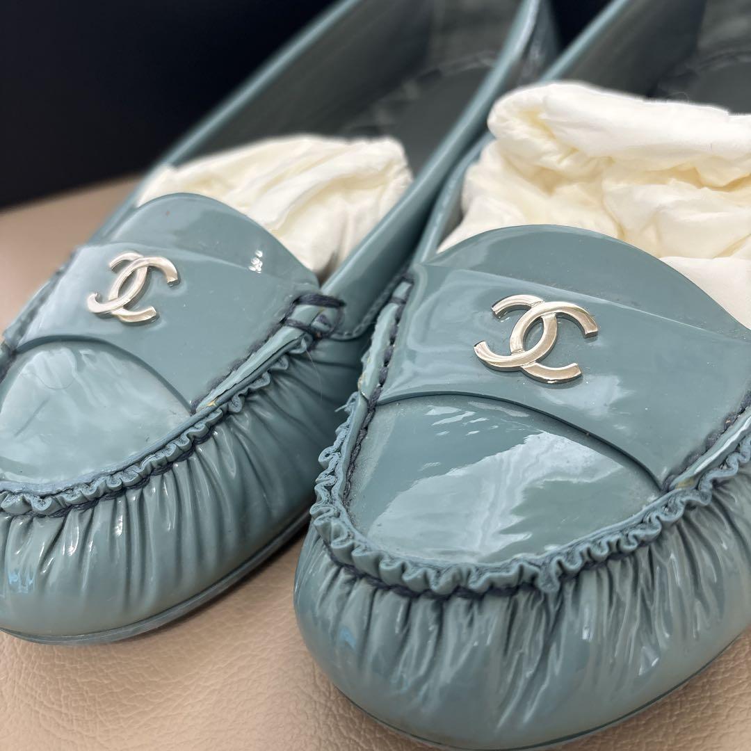 CHANEL シャネル　パンプス　靴　ブルー　37