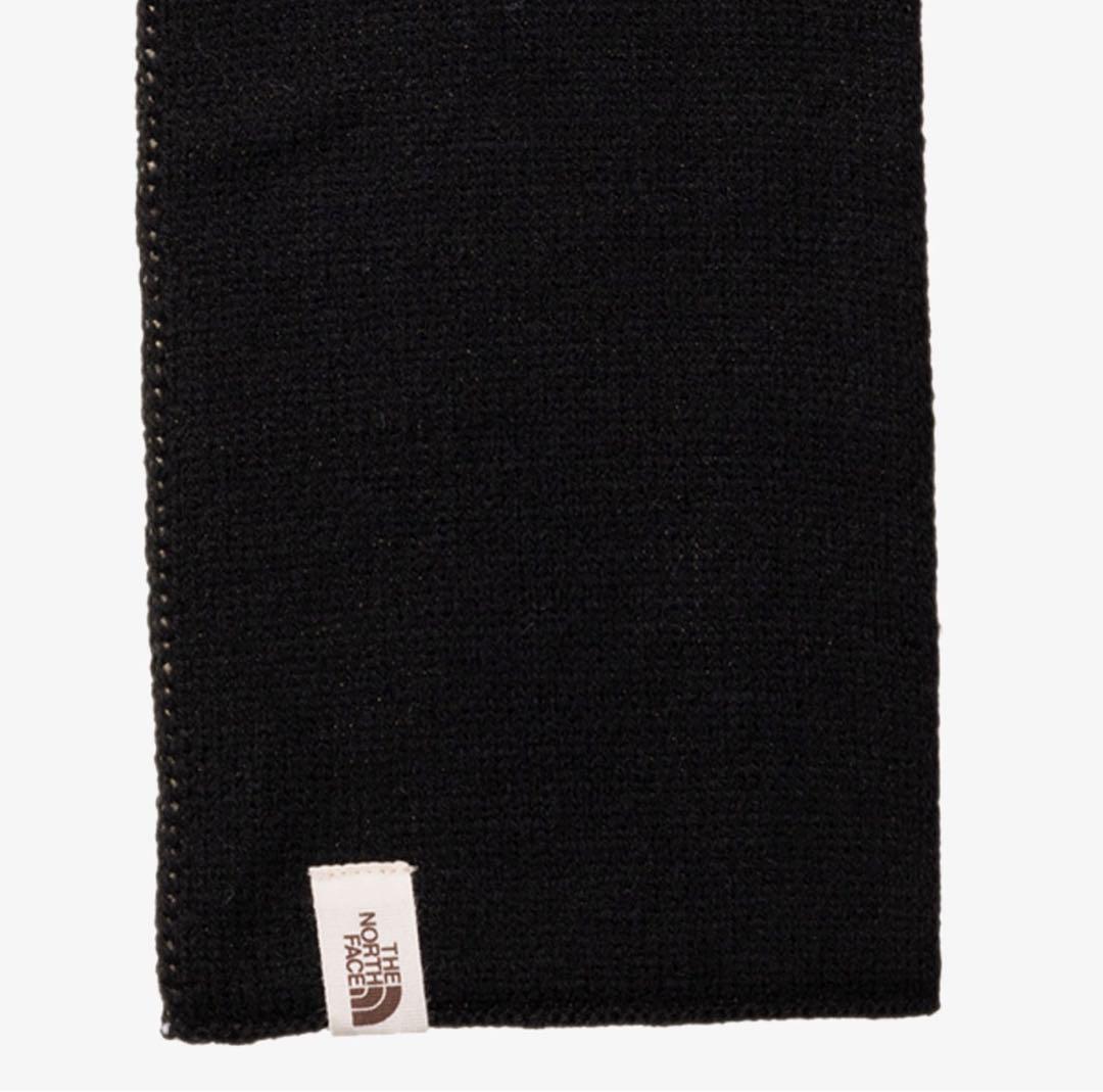 韓国ノースフェイスMELLOWKNITMUFFLERロゴマフラーリバーシブル黒白