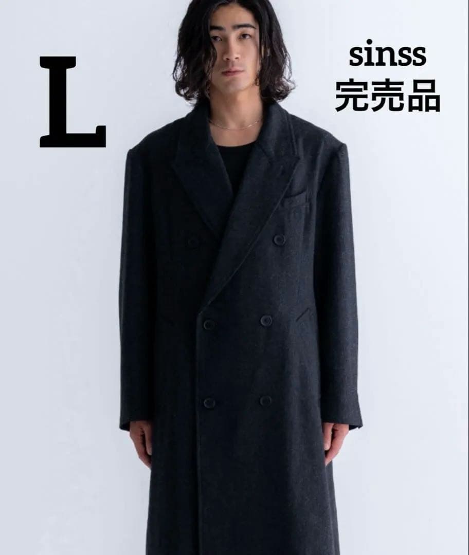sinss クラシック ウール ブレンド ツイード コート チャコール LL ZOZOTOWN