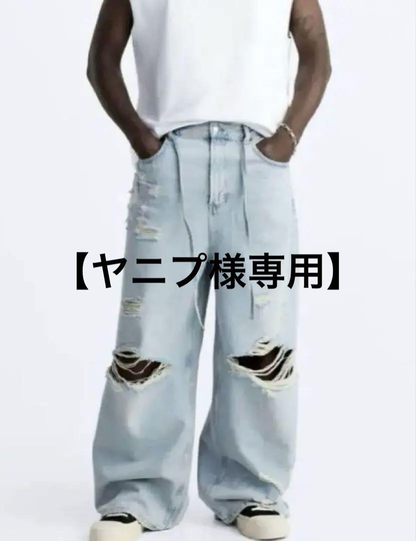 ZARA ダメージ バギーデニム EU38 - メルカリ