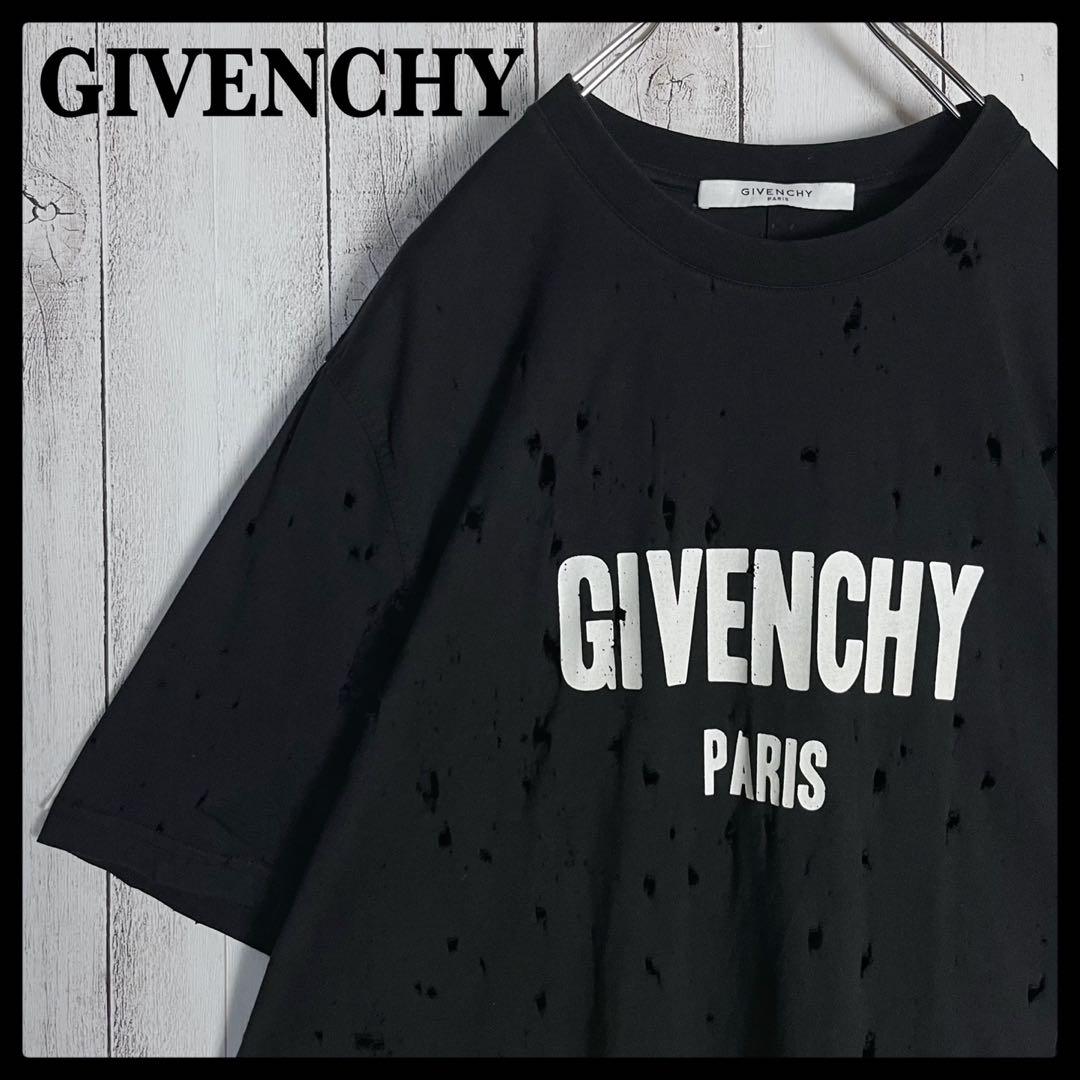 【希少モデル】ジバンシー☆ビッグロゴ入りTシャツ デストロイ加工 PARIS