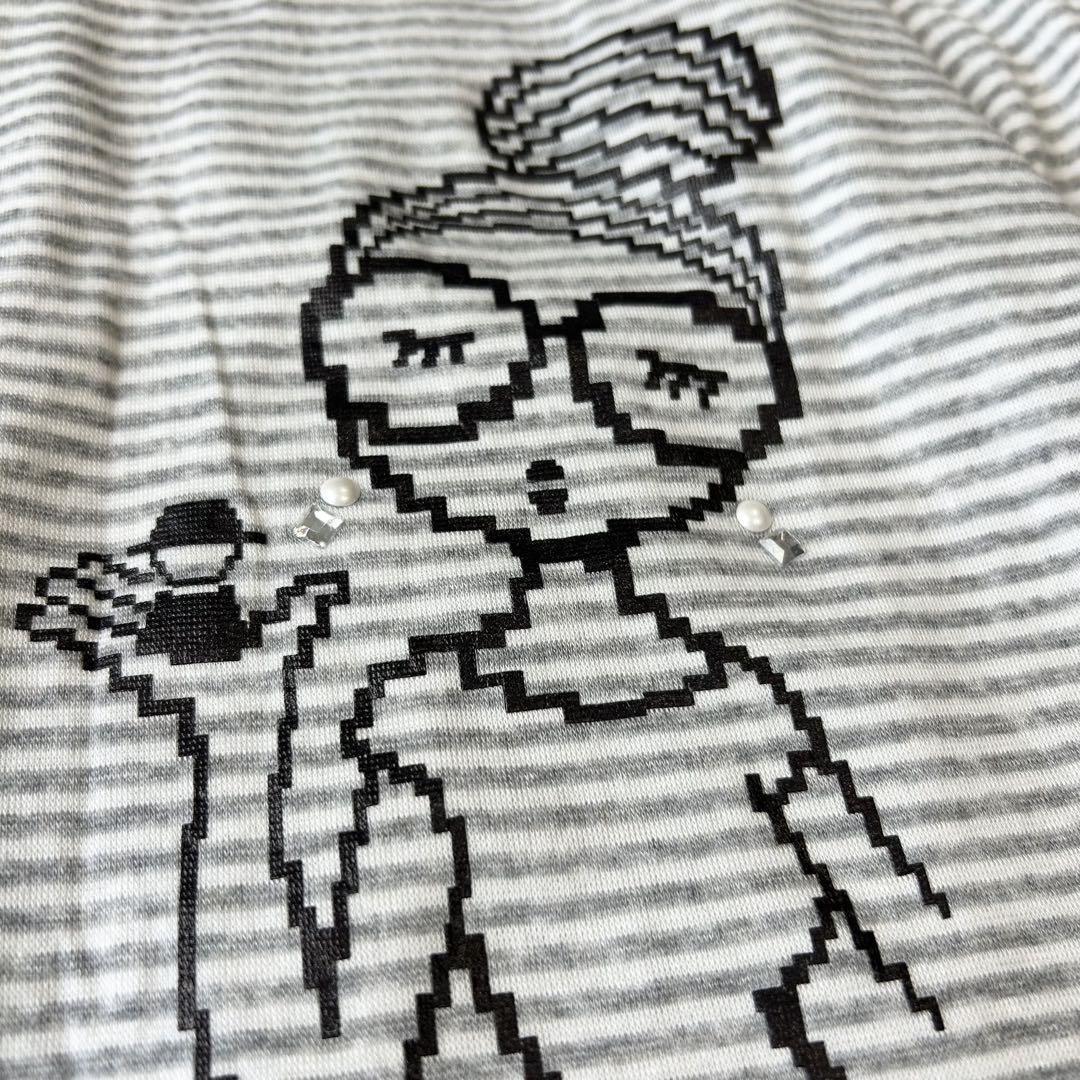 極美品 PICONE ストライプ柄チャーム付 長袖Tシャツ 38