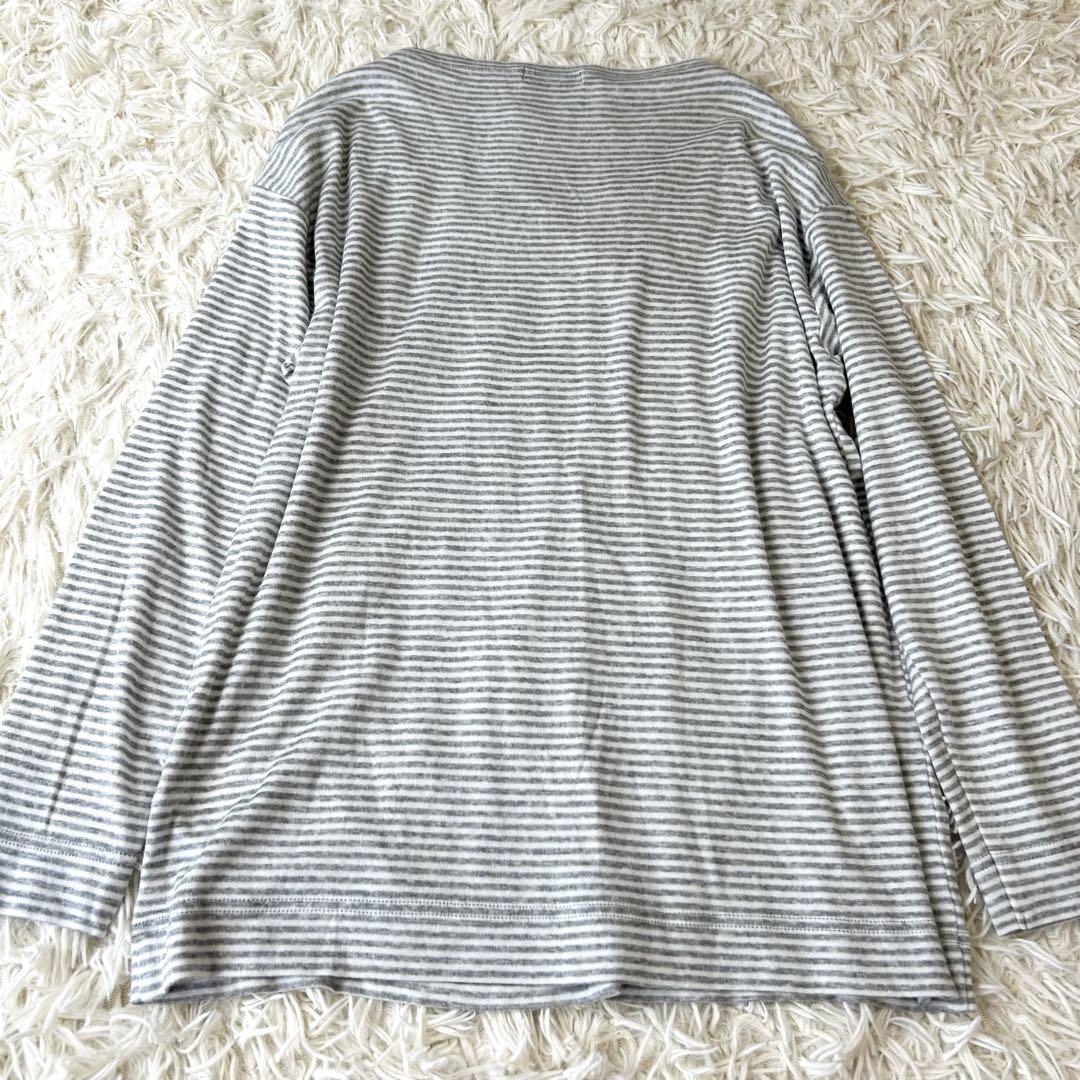 PICONE ストライプ柄チャーム付イラスト長袖Tシャツ サイズ40 極美品 PICONE ストライプ柄チャーム付 長袖Tシャツ 38