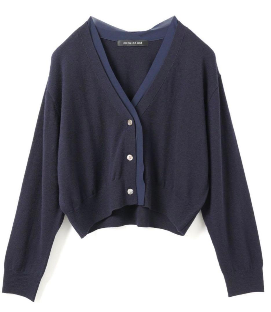 ミズイロインド シフォンフリルVネックカーディガン SIZE mizuiroind