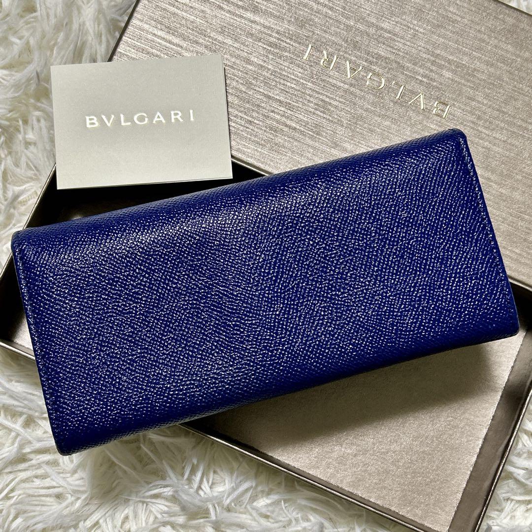 BVLGARI 長財布 ネイビー 正規品 ブルガリ長財布ネイビー付属品付き