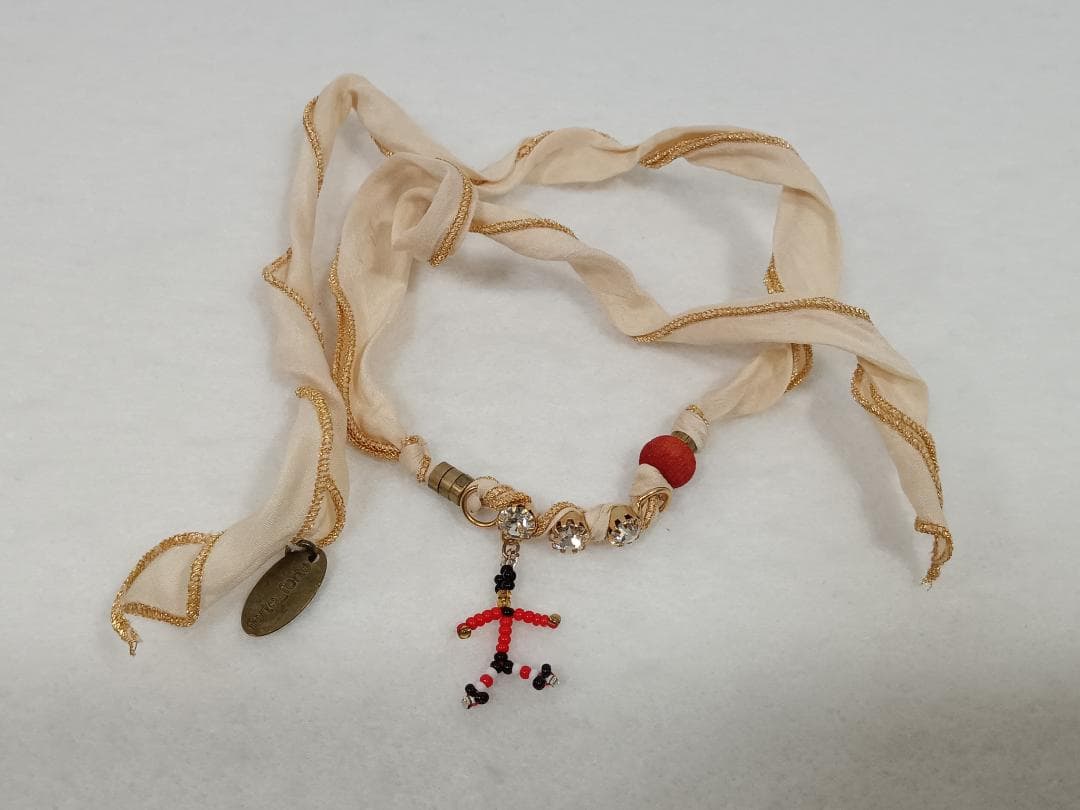 未使用　forte_forte　クリスタル＆ビーズ付きシフォンネックレス