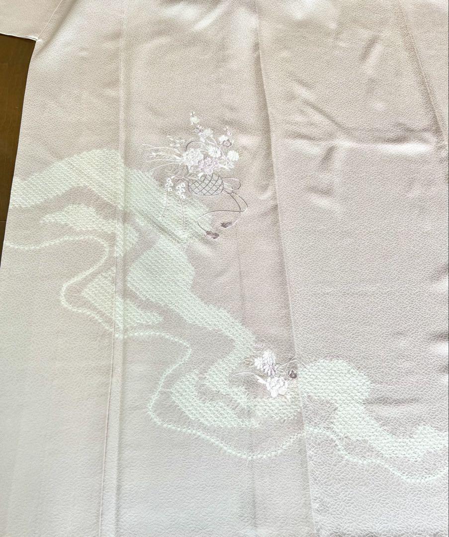 レンタル】 訪問着 20点セット 正絹 絵羽 グレー 汕頭刺繍 丹後
