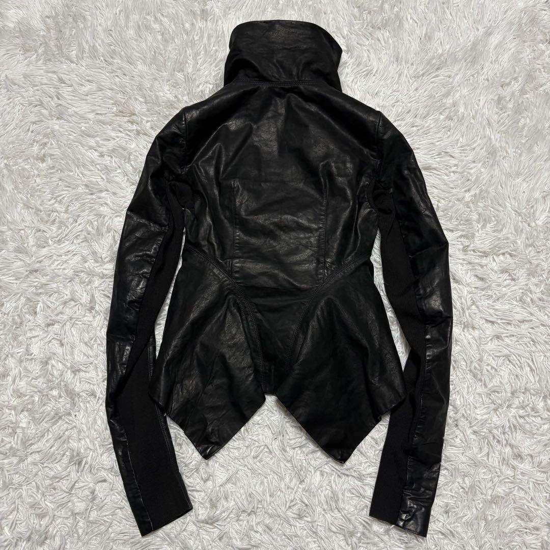 Rick Owens カーフレザー ドレープ ジップアップ ジャケット 4