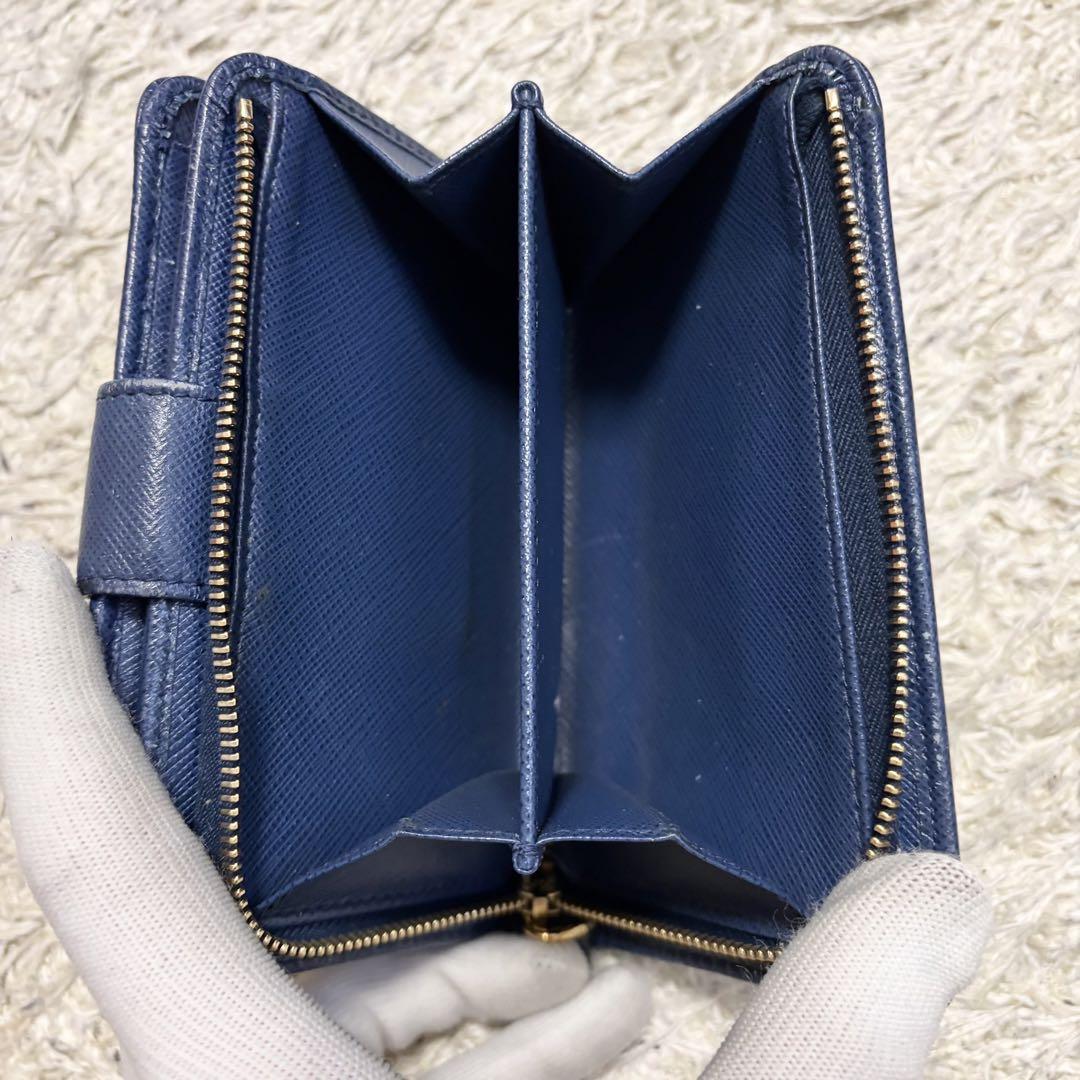 プラダ サフィアーノレザー メタル L字ファスナー 二つ折り財布