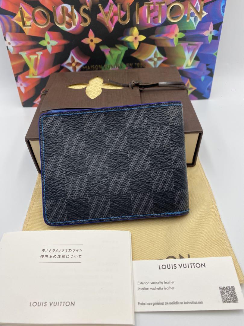 新品同様‼️ルイヴィトン ダミエ ポルトフォイ ユスレンダー ブルー財布