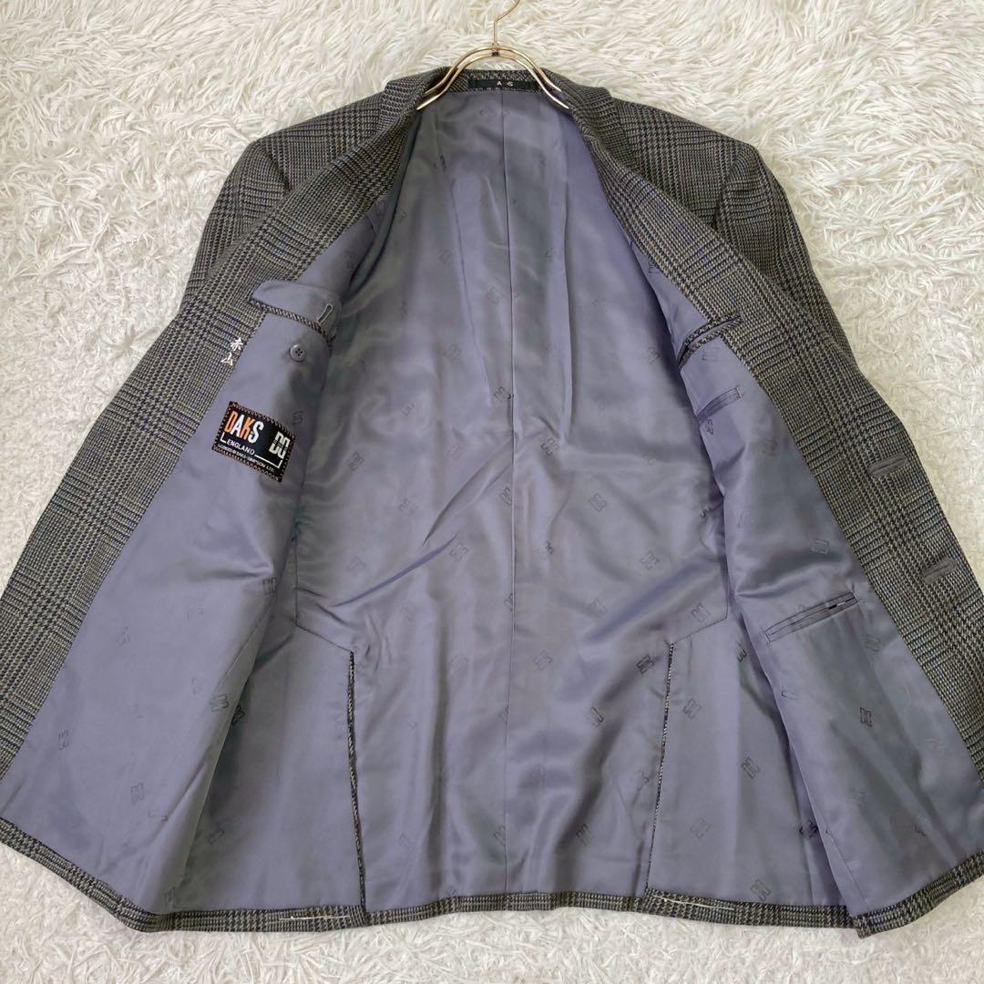 DAKS チェック柄テーラードジャケット ダークグリーン 98AB 通勤