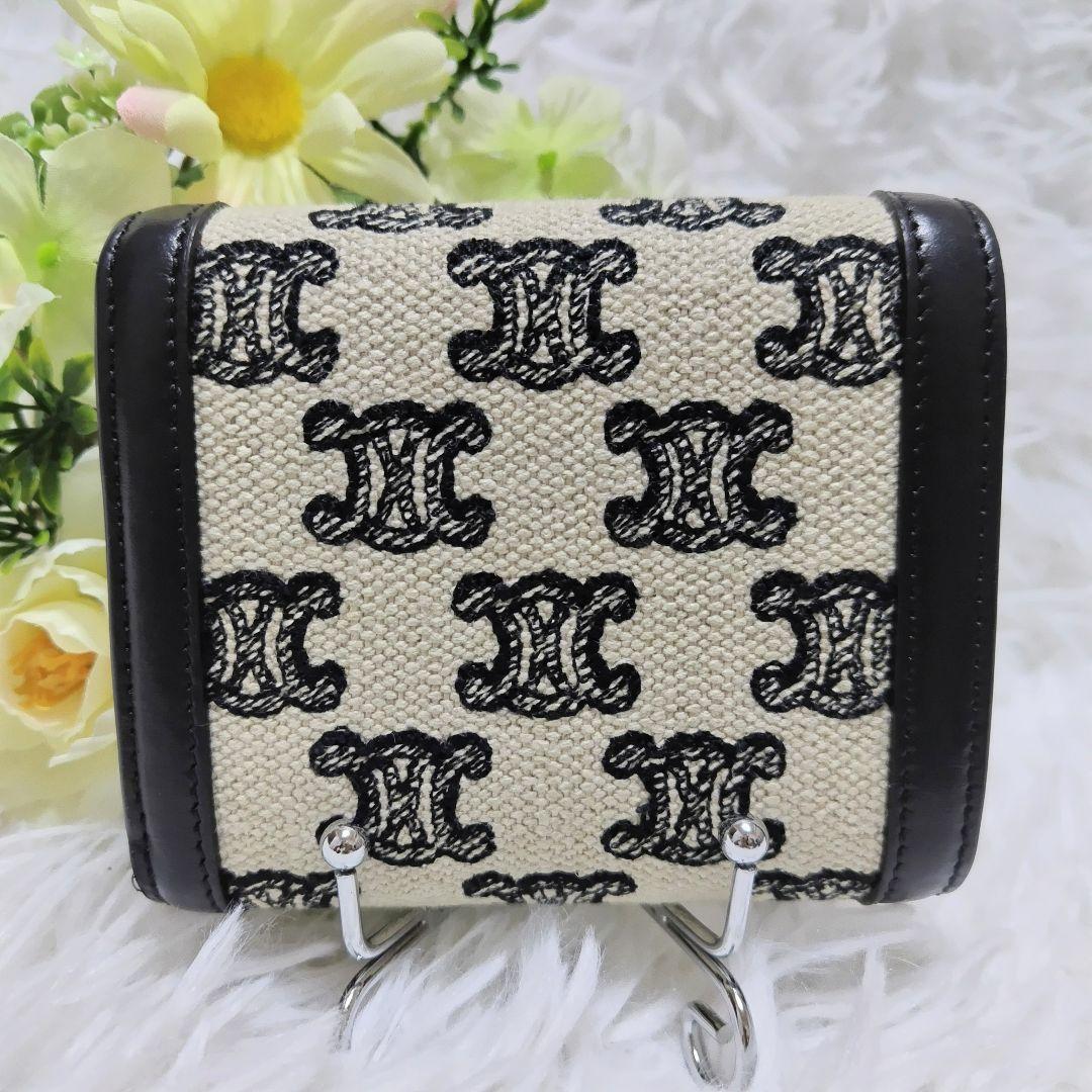 レア極美品✨セリーヌ◇マカダム刺繍三つ折り財布 トリオンフ
