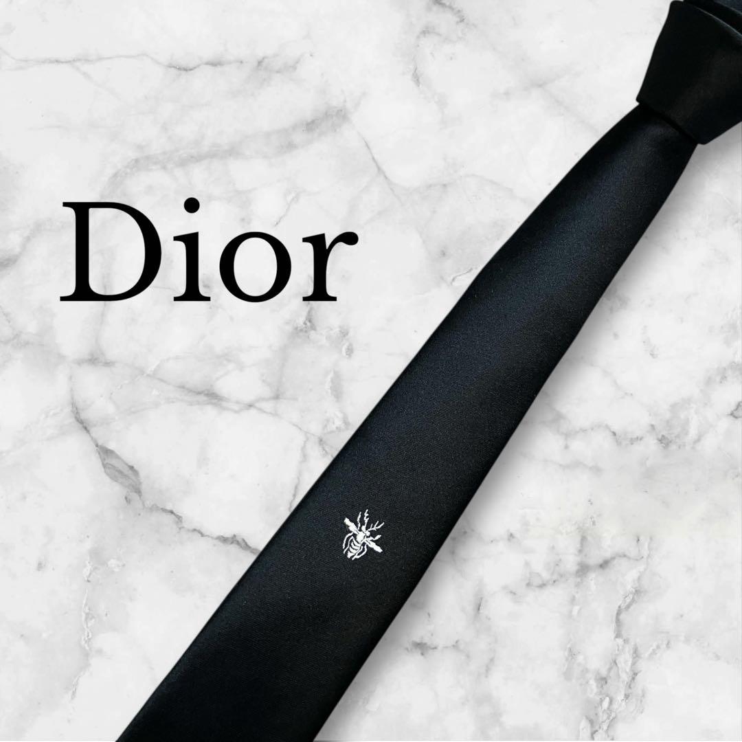 美品】Dior ディオールオム ネクタイ bee ソリッド ナロータイ
