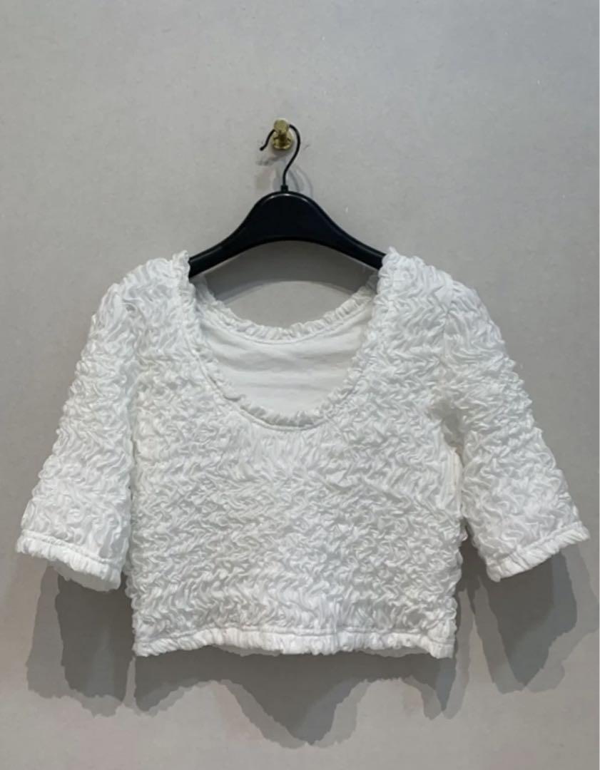 【特別送料無料！】 W FACE SHIRRING CROPPED TOPS トップス