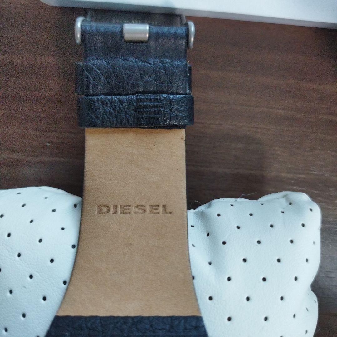 DIESEL ブラックレザー腕時計 スクエア