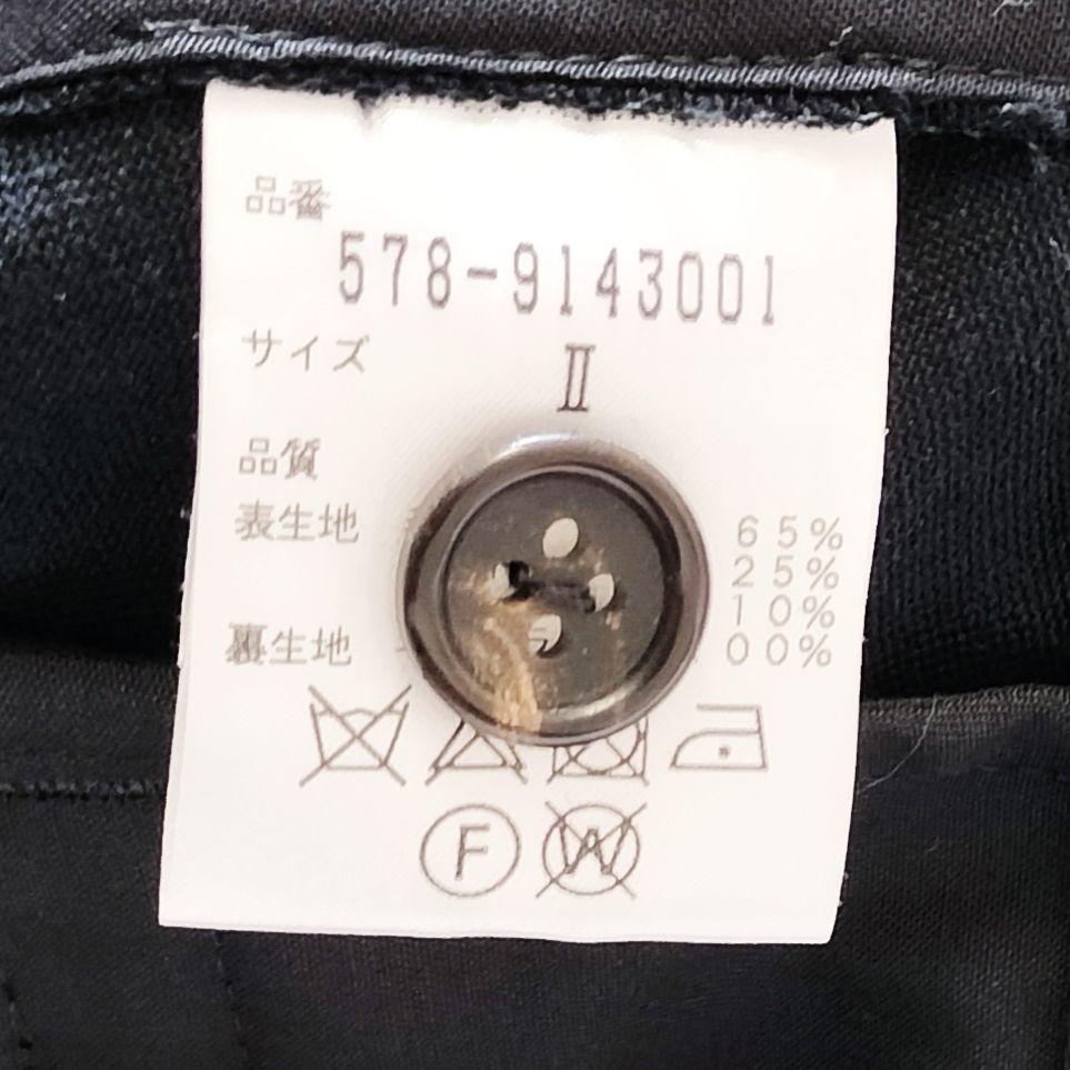 マーガレットハウエル ウールコットンリネントラウザー タックパンツ 黒 Ⅱ