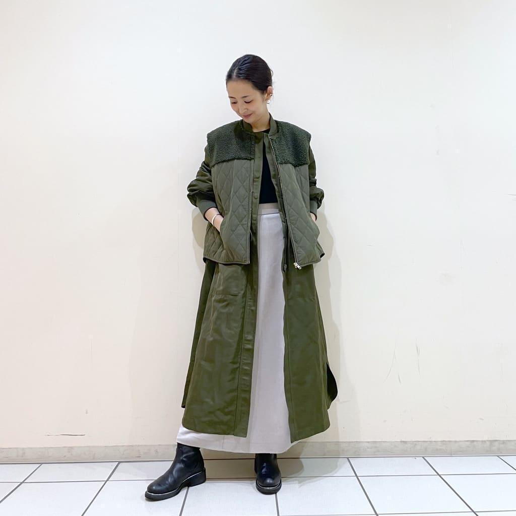 限定品好評 大人気 新品 イアパピヨネ キルティングベスト付き3WAY馬刺繍コート カーキ 1PUMa-m83461031705 格安日本製