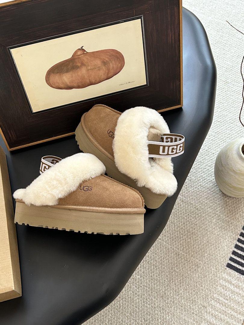 UGG 3cmストラップ付き厚底ウールスリッパ【スタードラグプラス版】#A3