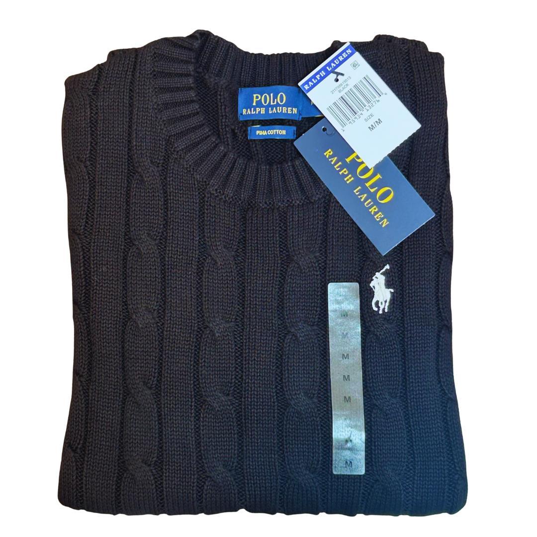 新品】Polo Ralph Lauren ケーブルニットセーター 半袖 M 黒