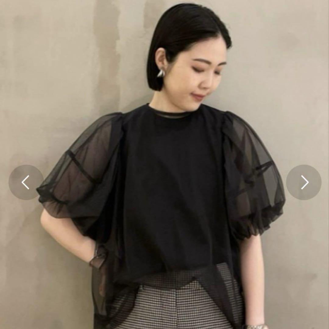 美品✨ミラオーウェン チュールレイヤード パフスリーブトップス