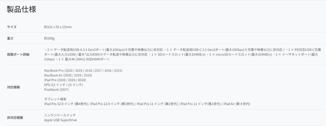 Anker PowerExpand 8-in-1 PD 10Gbps データハブ